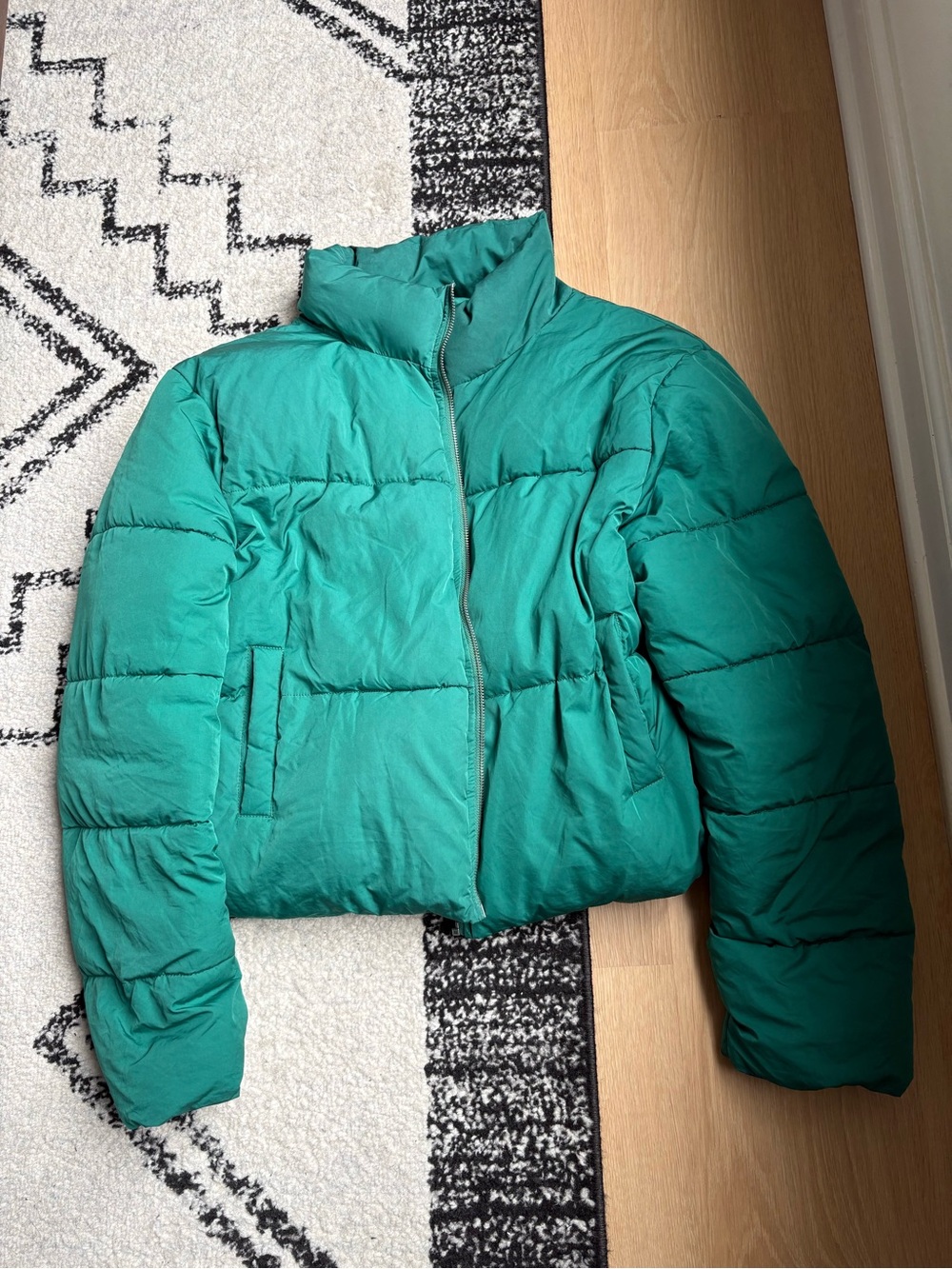 Women's Teal Puffer Jacket - Casual Warmth